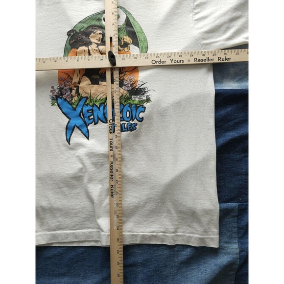 Vintage 1980s 90s Xenozoic Tales Comic Book Fantasy T-shirt Mark Schultz White L - Picture 8 of 9